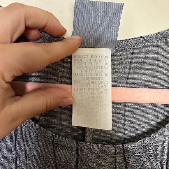 90s Vintage Rabbit Designs Gray Fairy Firefly Dress Goth Grunge Midi Slinky Sz 8 - Picture 6 of 8